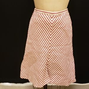 Lauren red chevron stripe bias linen skirt